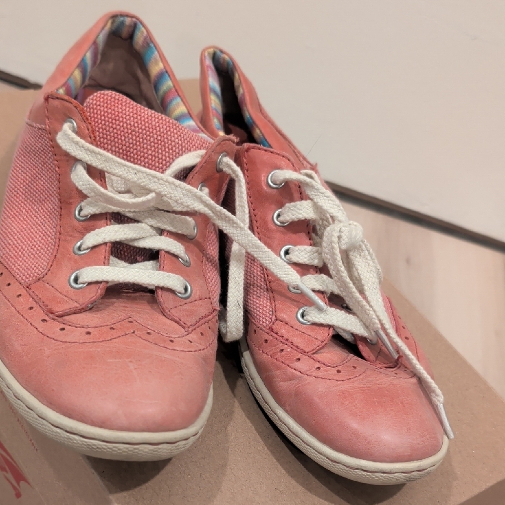 Pink Born Lace-Up Sneakers Leather and Fabric Uppers